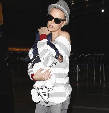 Charlize Theron with baby at LAX