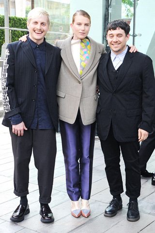 Dree Hemingway, center, in Creatures of the Wind, with designers Christopher Peters and Shane Gabier