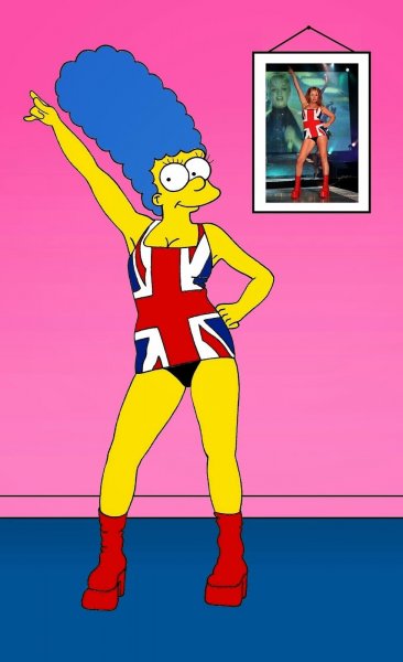 Marge, mint Geri Halliwell a brit zászlót idéző ruhájában