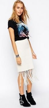 ASOS fehér rojtos ceruza szoknya